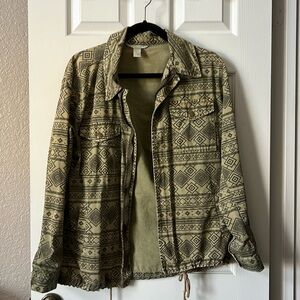 H&M Army Green Anorak Jacket with Zipper (Size M)